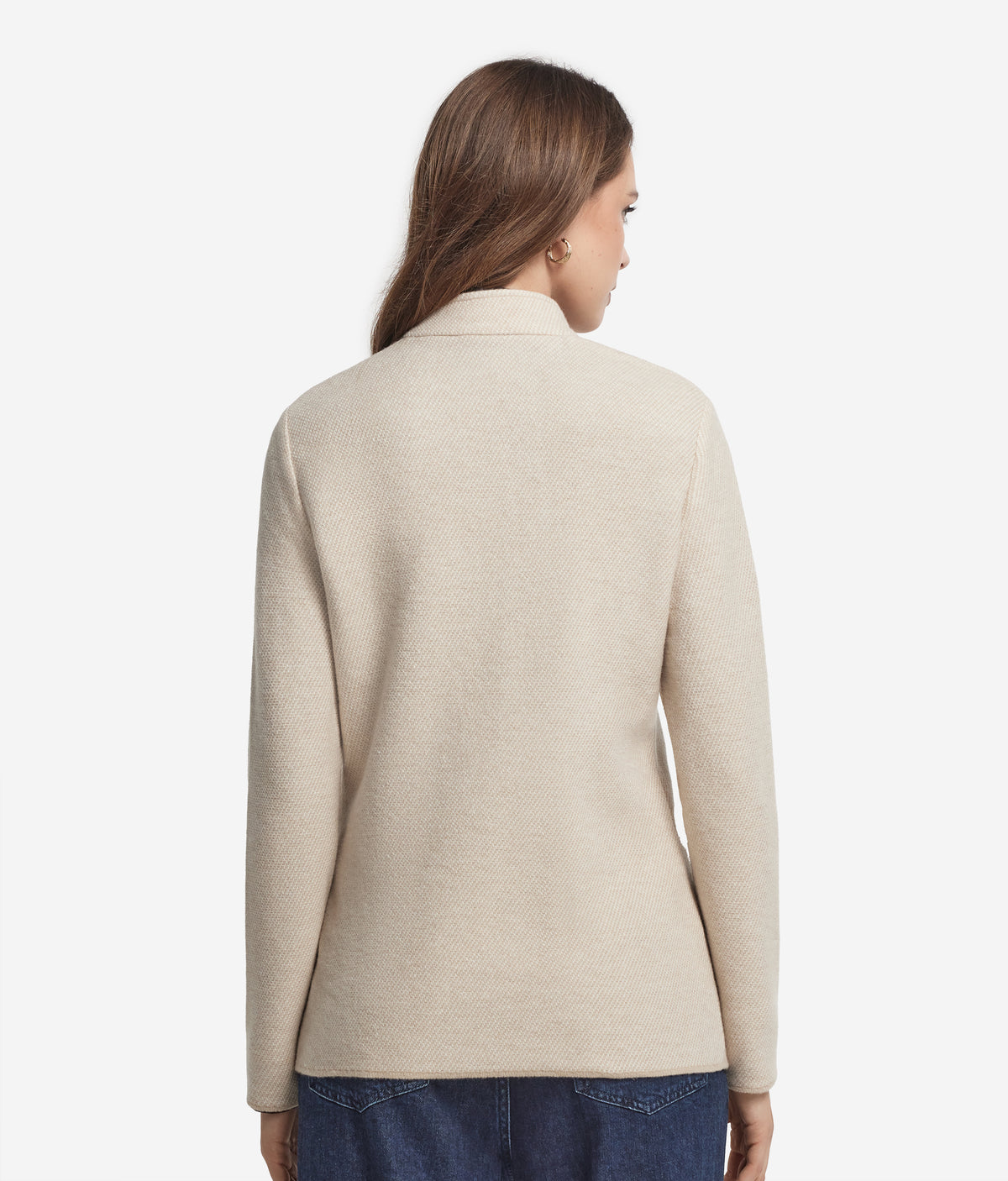Drift Two-Tone Wool and Cashmere Knit Jacket in MELANGE ROPE, view 3