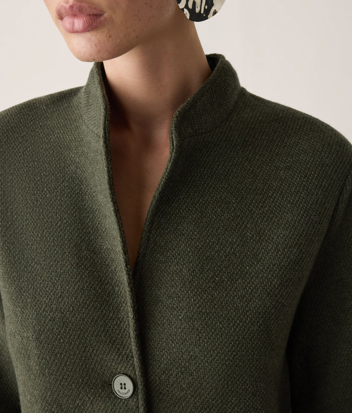 Drift Two-Tone Wool and Cashmere Knit Jacket in Deep Forest Green, view 4