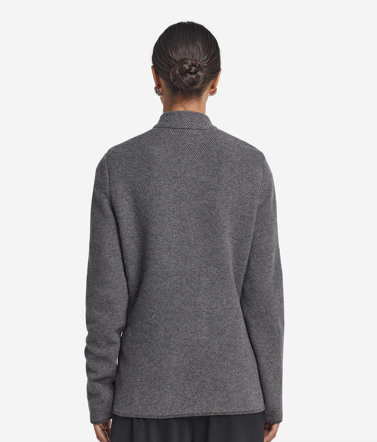 Drift Two-Tone Wool and Cashmere Knit Jacket in Gray Heather, view 3