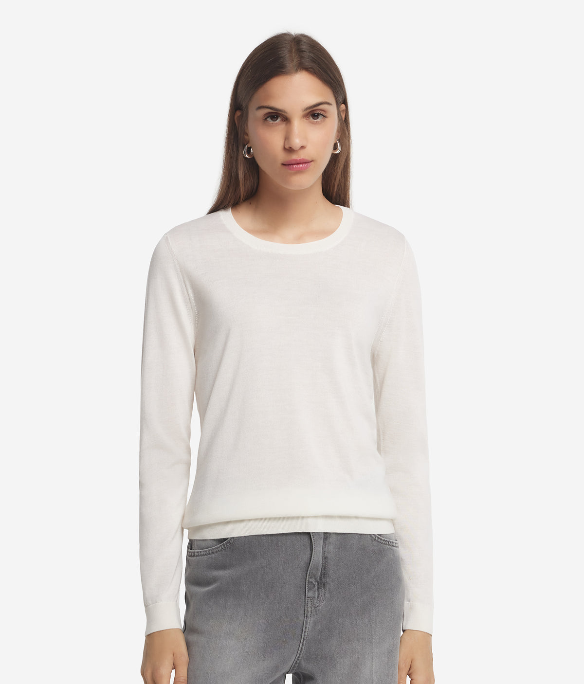 Column Cashmere Crewneck Sweater in Bow, view 2