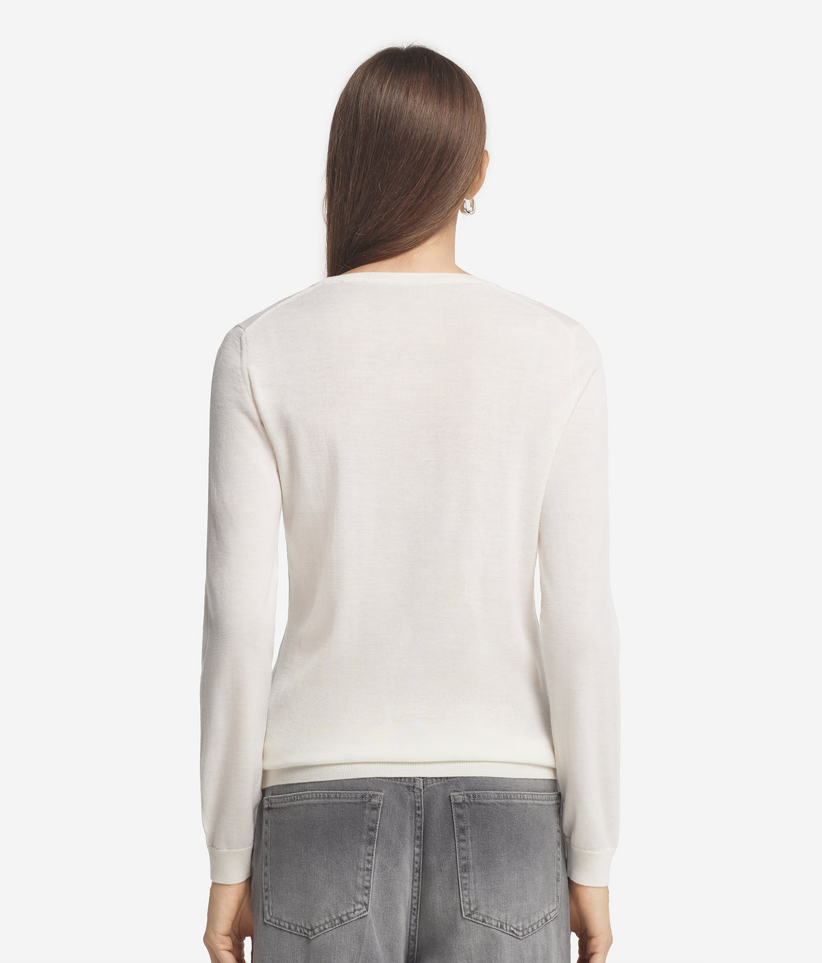 Column Cashmere Crewneck Sweater in Bow, view 3