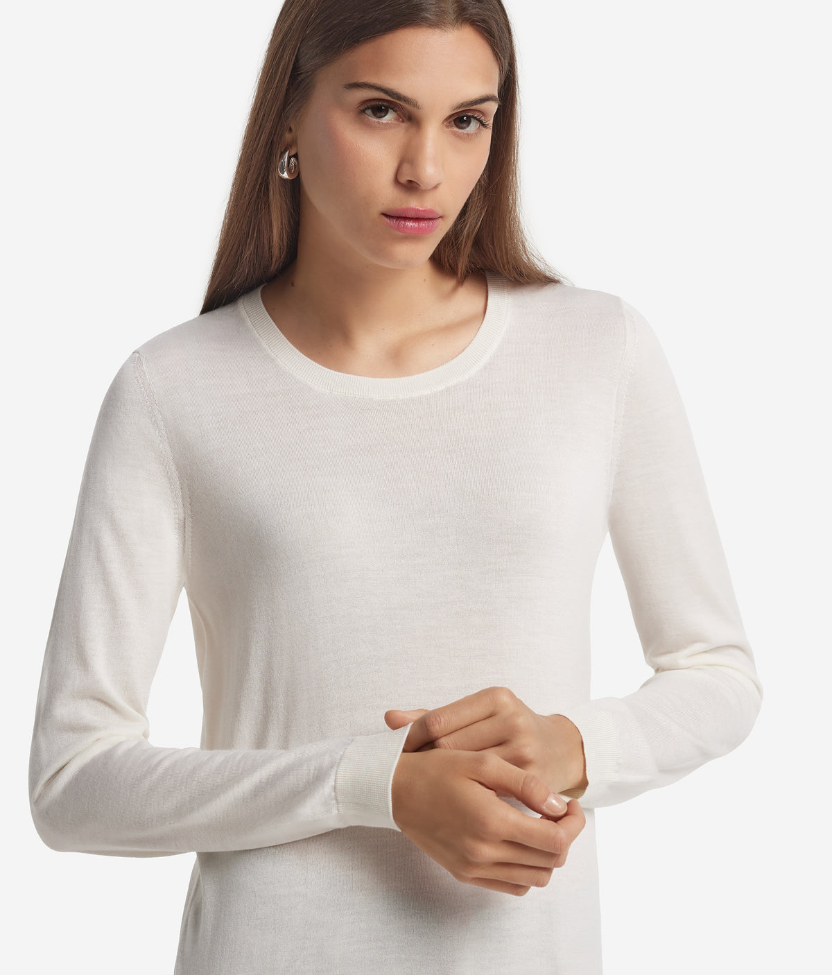 Column Cashmere Crewneck Sweater in Bow, view 4