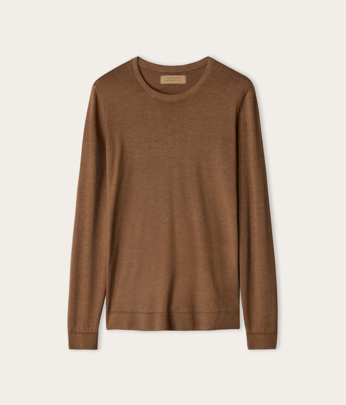 Column Cashmere Crewneck Sweater in Flaxseed Beige, view 5