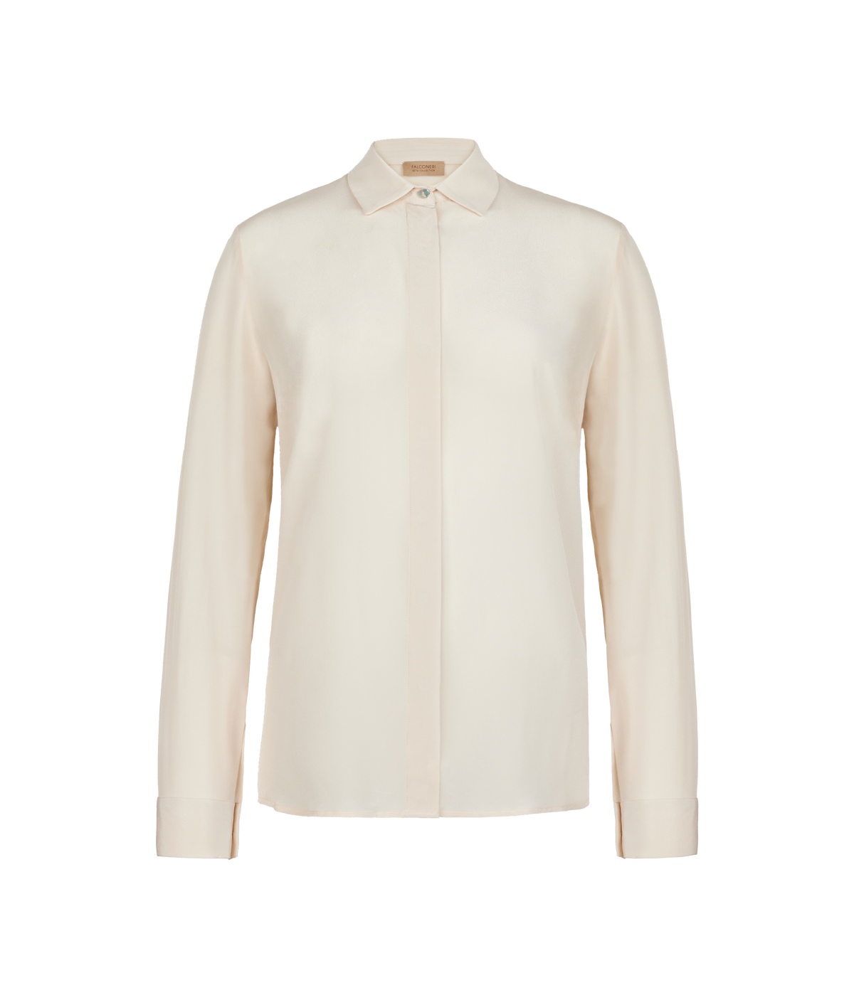 Frame Silk Crêpe de Chine Collared Shirt in LIGHT MOTHER OF PEARL GRAY, view 5