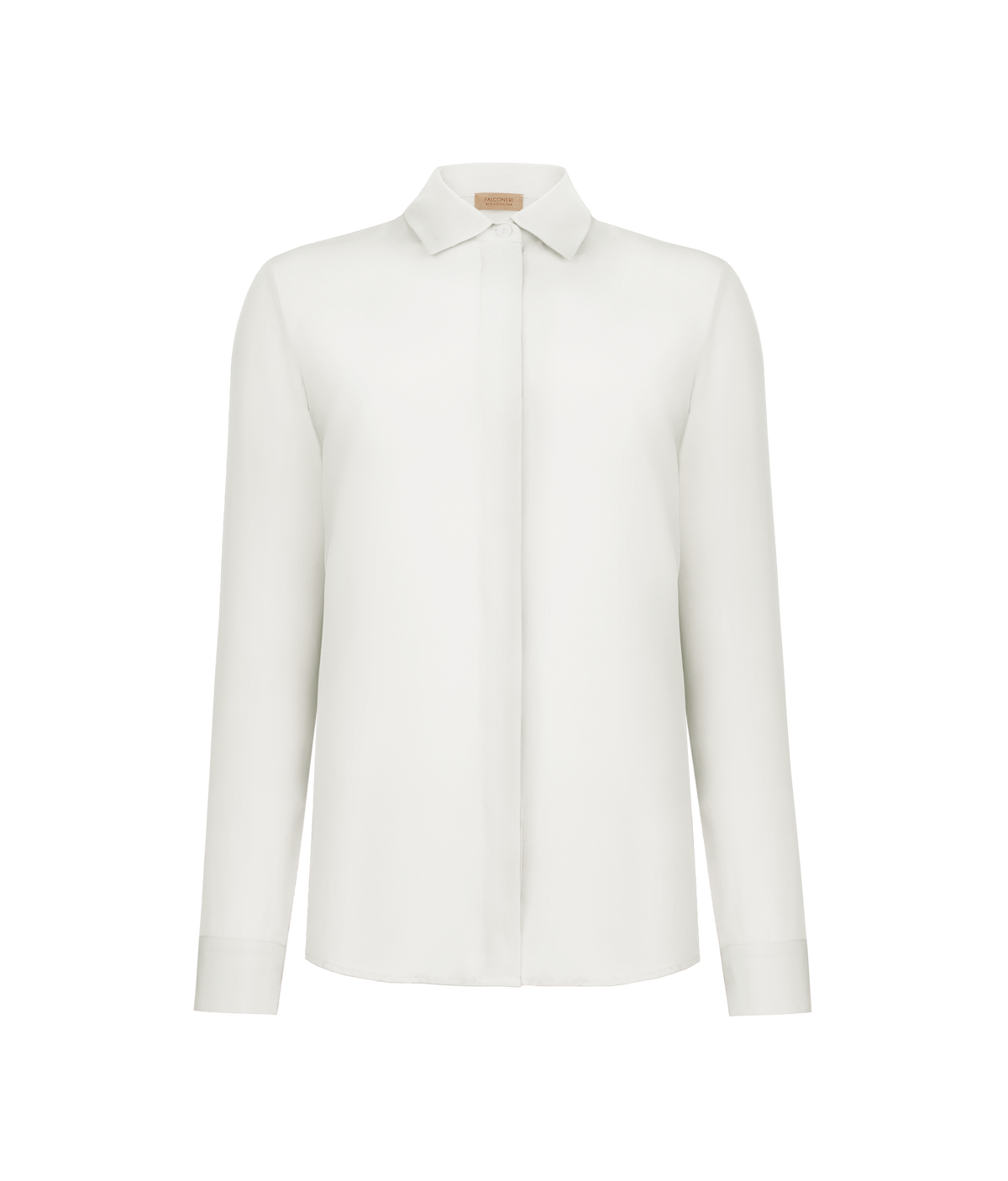 Frame Silk Crêpe de Chine Collared Shirt in White, view 5
