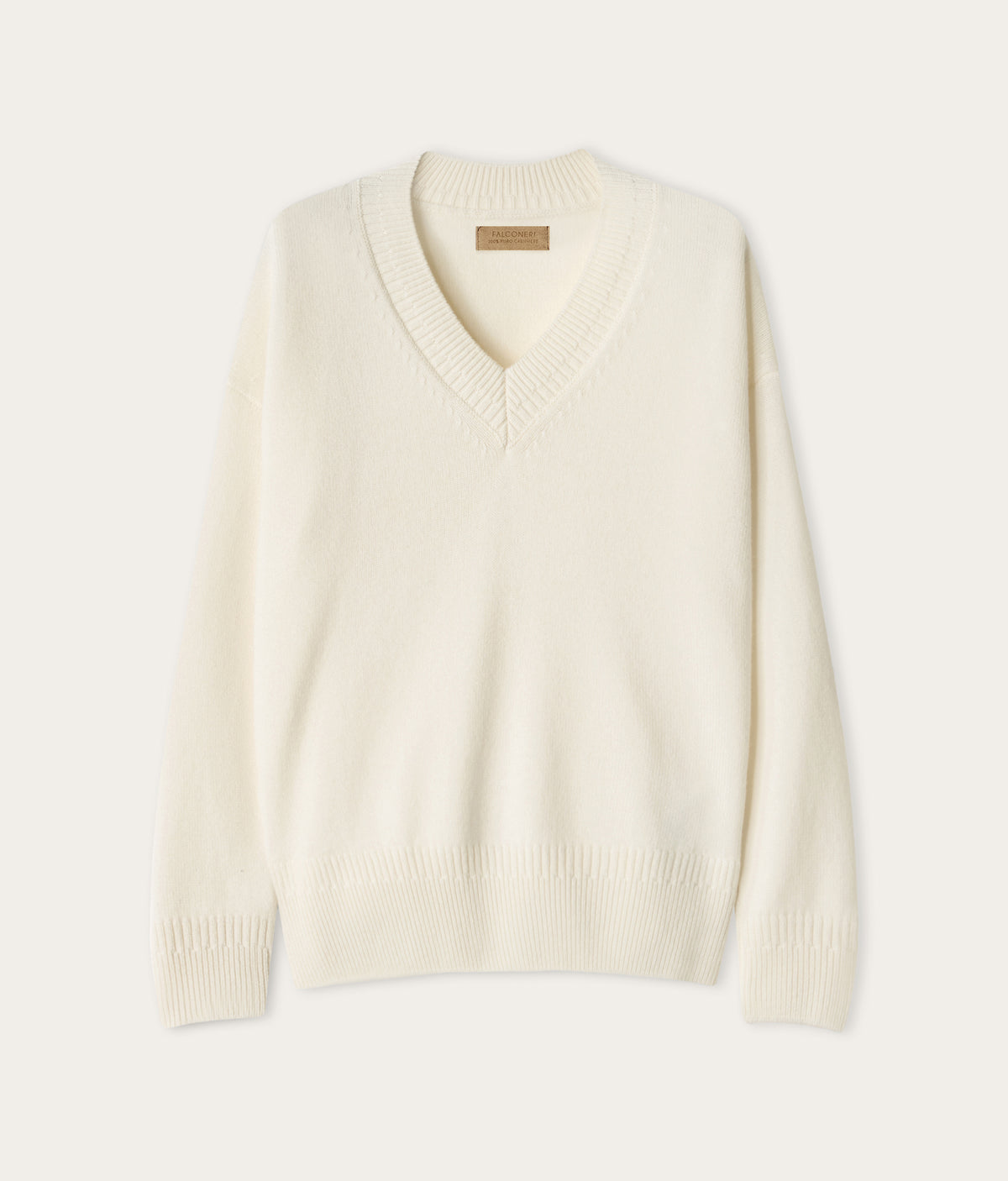 Contour Varied-Rib Cashmere V-Neck Sweater in Bow, view 6