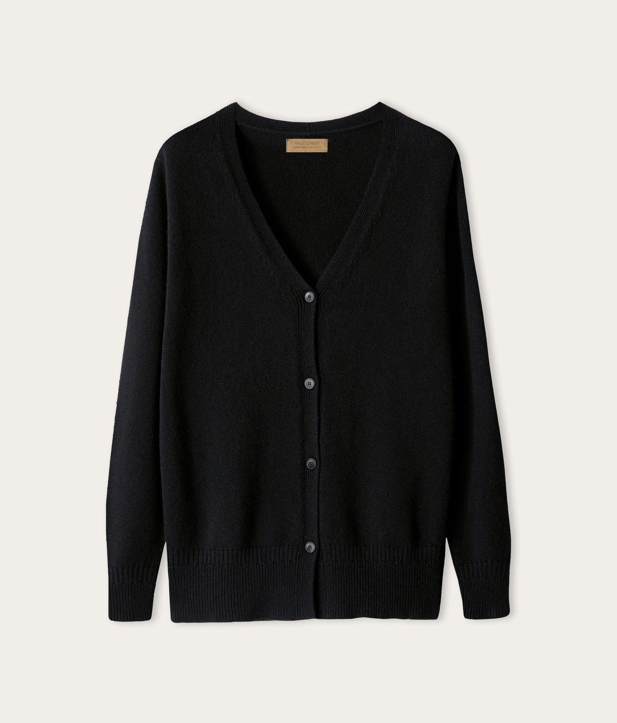 Form Varied-Rib Cashmere Cardigan with Slits in Black, view 6
