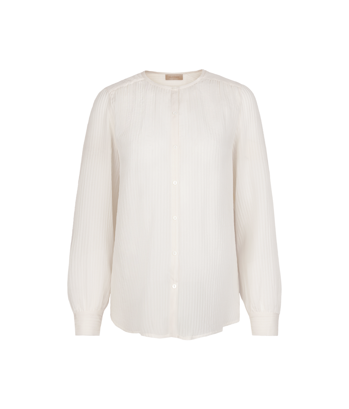 Column Embossed Silk and Cotton Muslin Blouse in Bow, view 5
