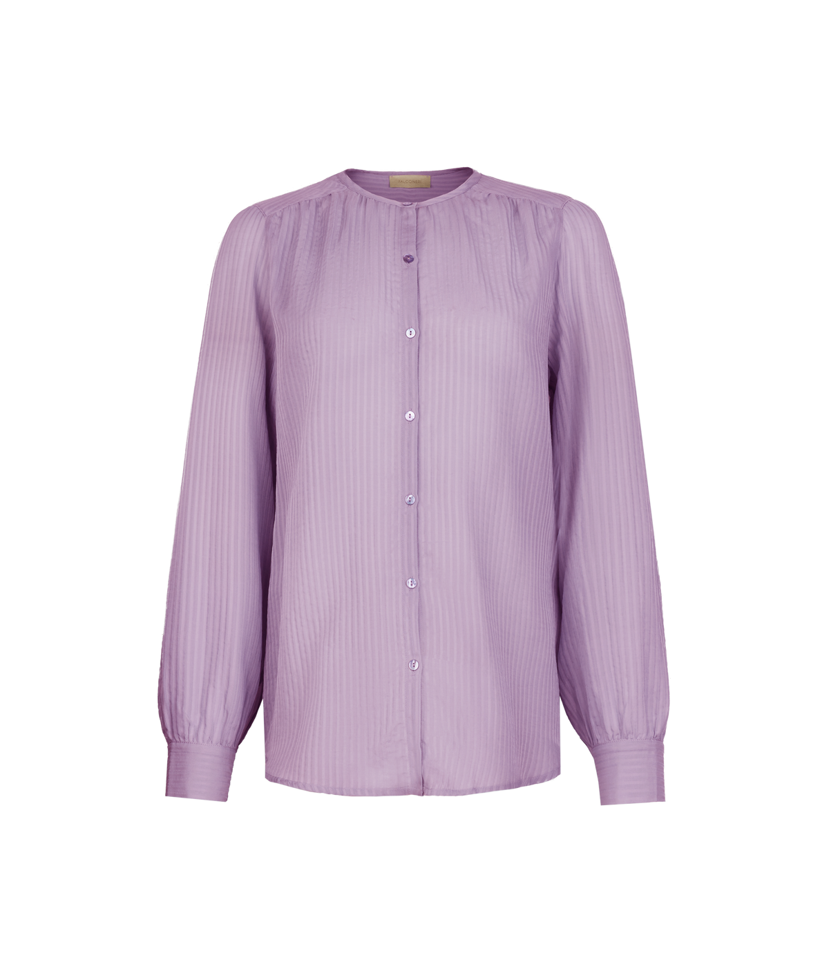 Column Embossed Silk and Cotton Muslin Blouse in Provence, view 5