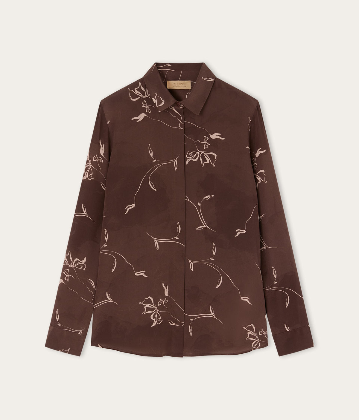 Drift Printed Silk Collared Shirt in FLOREAL WOOD, view 6