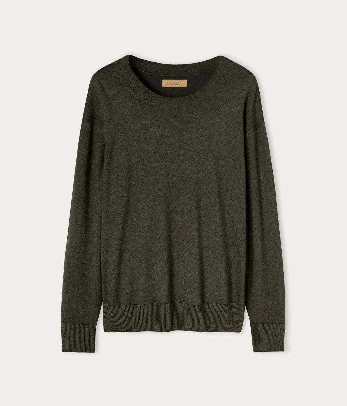 Frame Cashmere Crewneck Sweater with Slits in Deep Forest Green, view 7