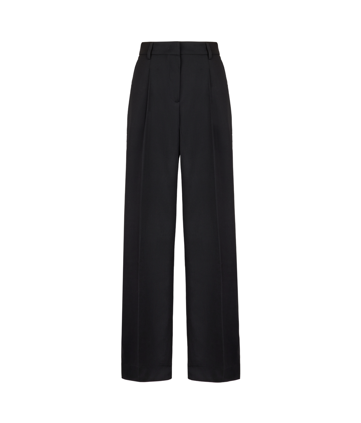 Fold Wool Wide-Leg Pleated Pants in Black, view 5