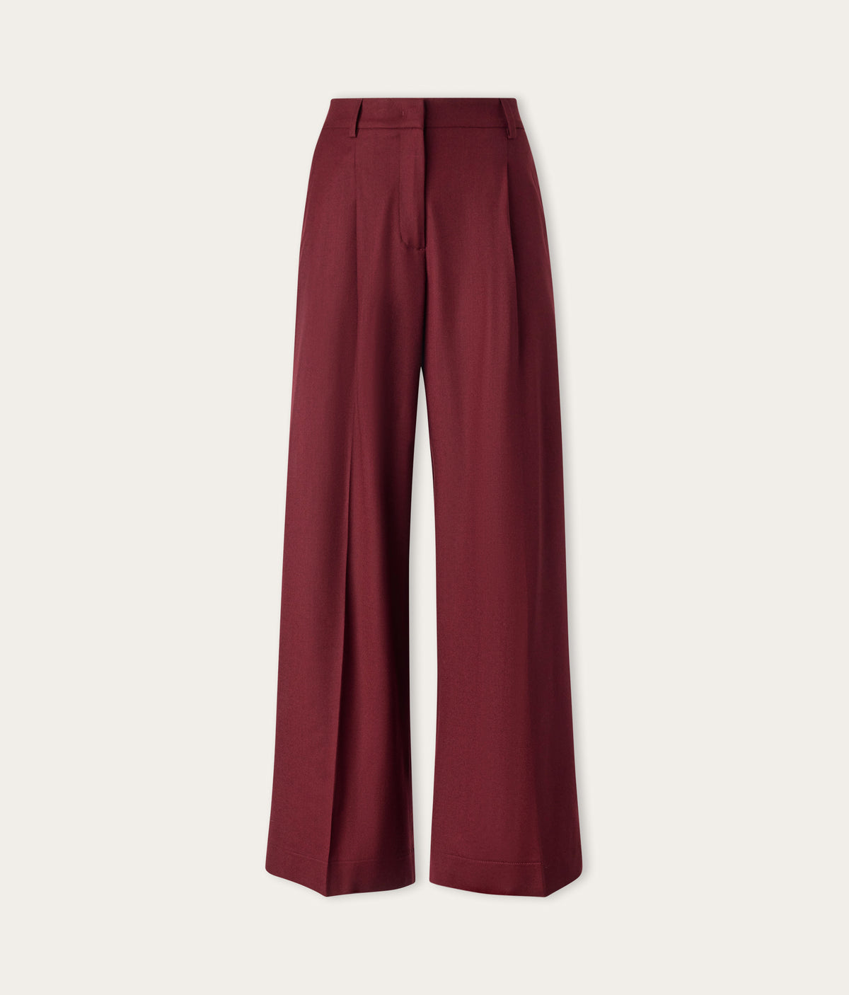 Fold Wool Wide-Leg Pleated Pants in Cherry Red, view 6