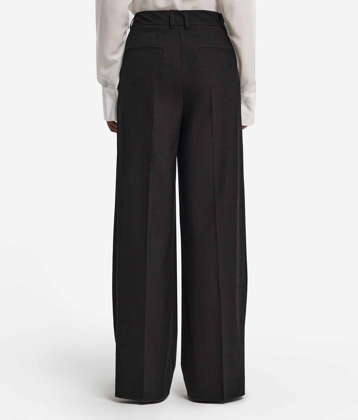 Fold Wool Wide-Leg Pleated Pants in Dark Chocolate Melange, view 3