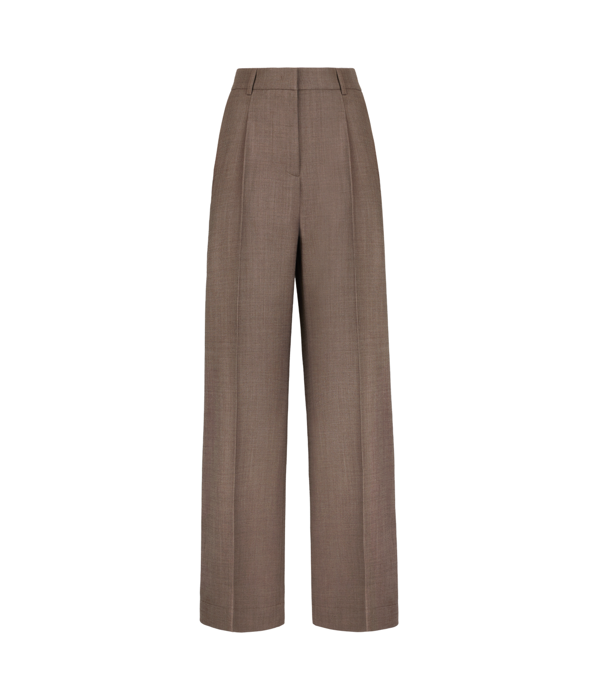 Fold Wool Wide-Leg Pleated Pants in Tortora Melange, view 5
