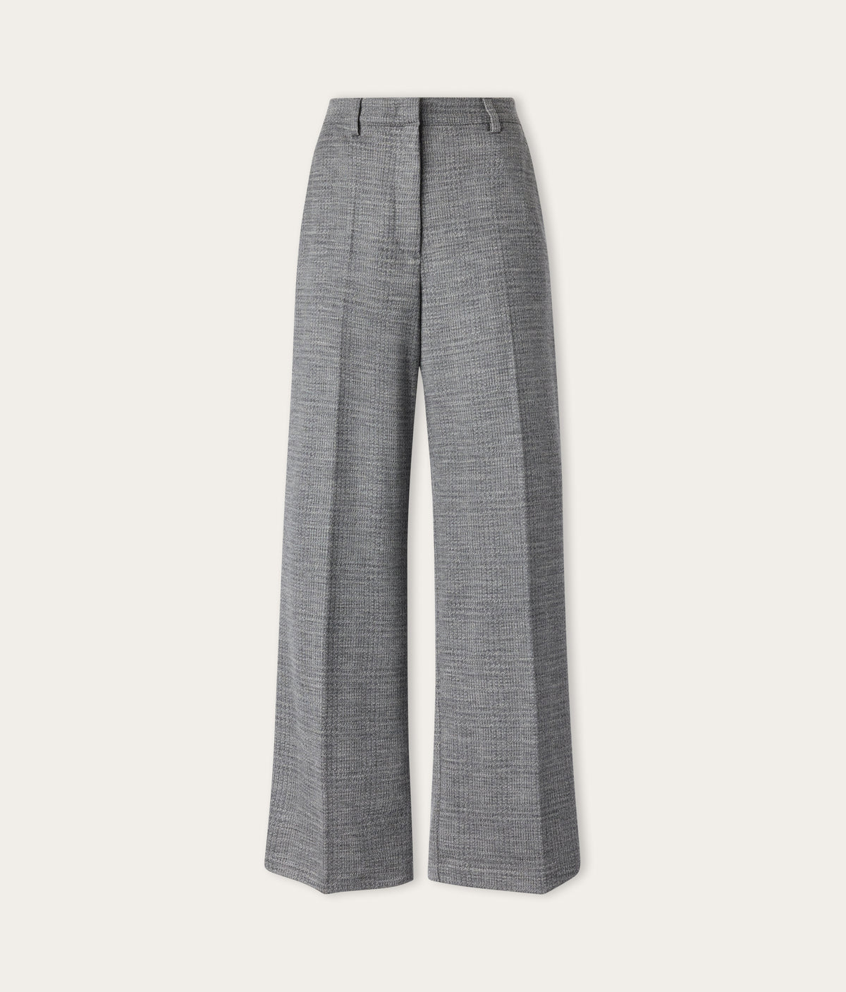 Frame Houndstooth Wool Jersey Straight-Leg Pants in Grey, view 6