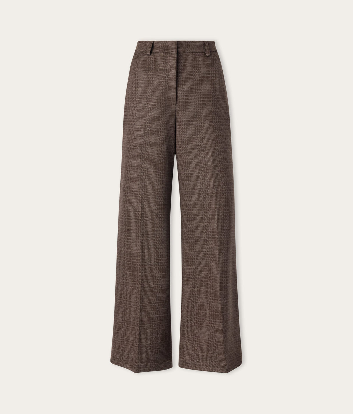 Frame Houndstooth Wool Jersey Straight-Leg Pants in GRANO DARK, view 6