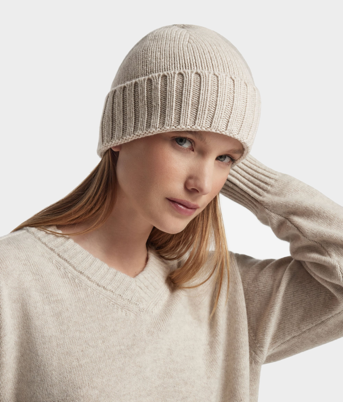 Ultrasoft Cashmere Cap in Stone, primary view