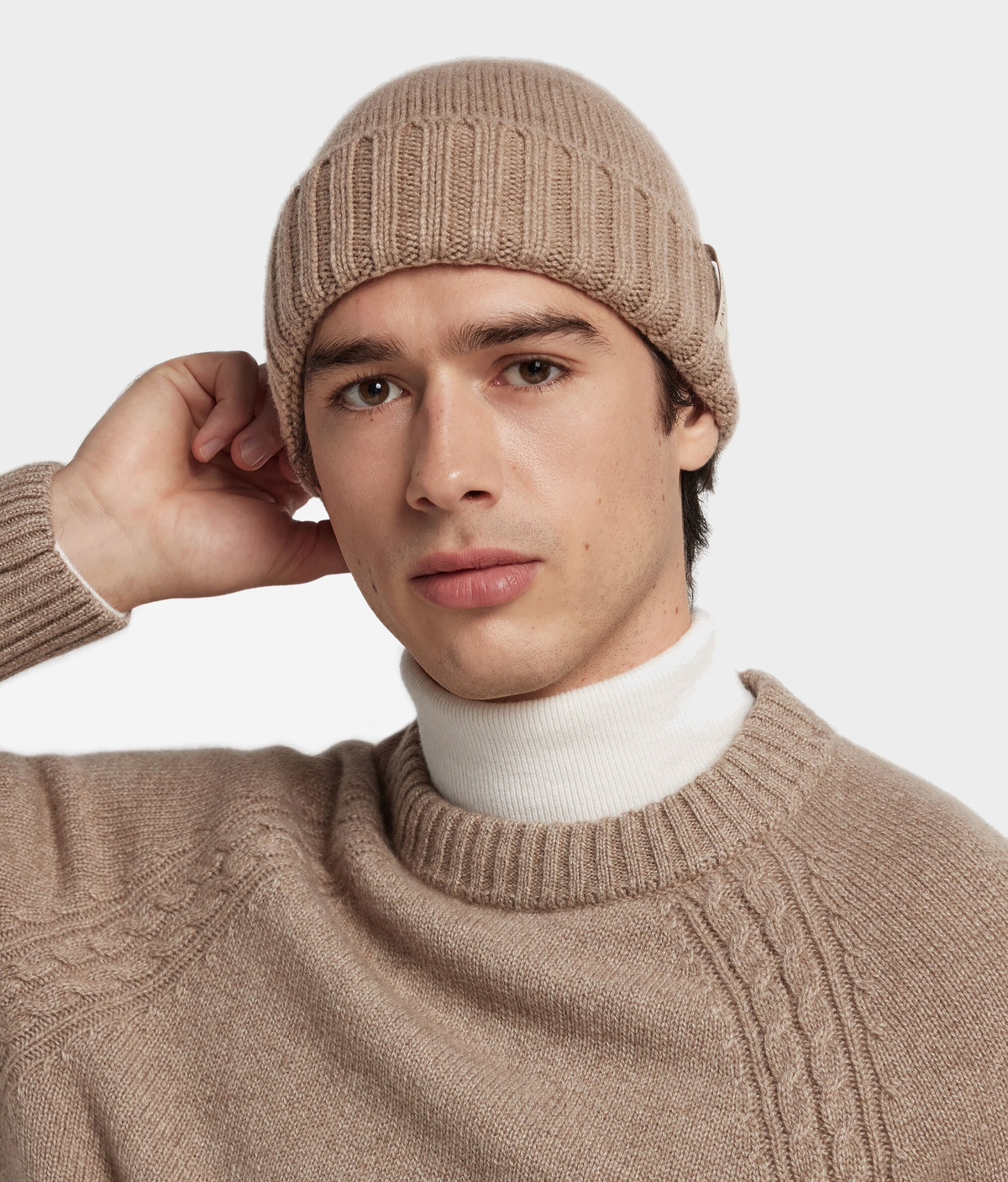 Ultrasoft Cashmere Cap in MELANGE WHEAT, view 3