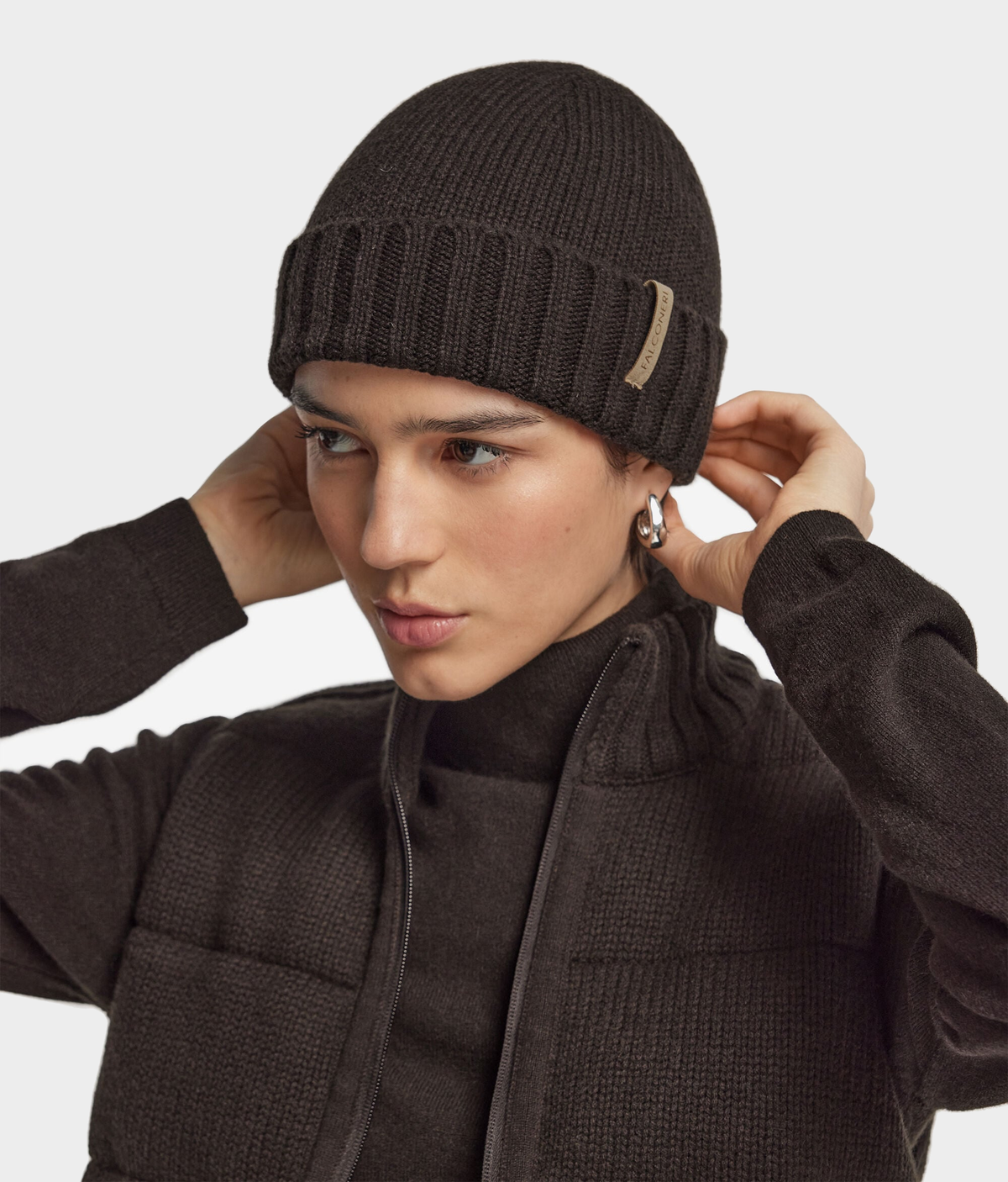 Ultrasoft Cashmere Cap in Dark Chocolate Melange, primary view