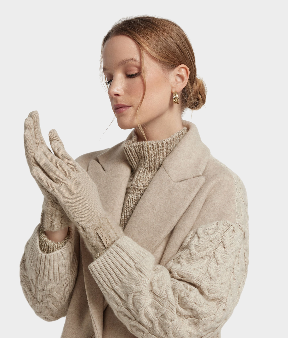 Ultrasoft Cashmere and Bouclé Gloves in MELANGE ROPE, primary view