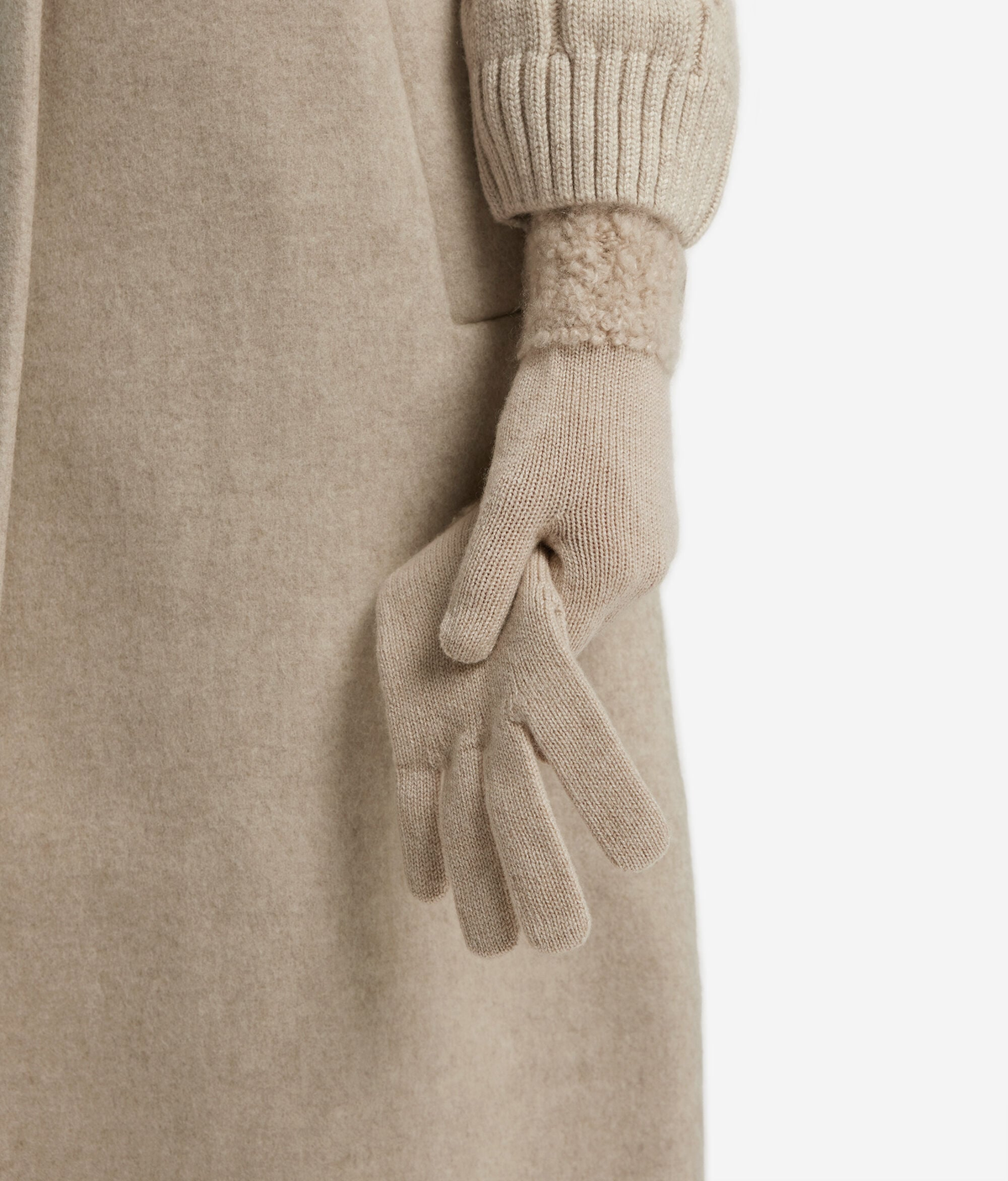 Ultrasoft Cashmere and Bouclé Gloves in MELANGE ROPE, view 3