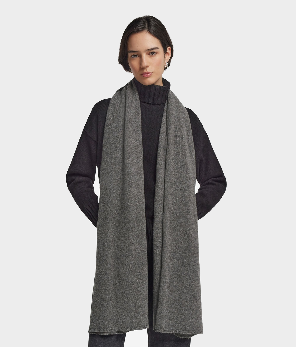 Cashmere Shawl in Dark Grey Melange, view 3