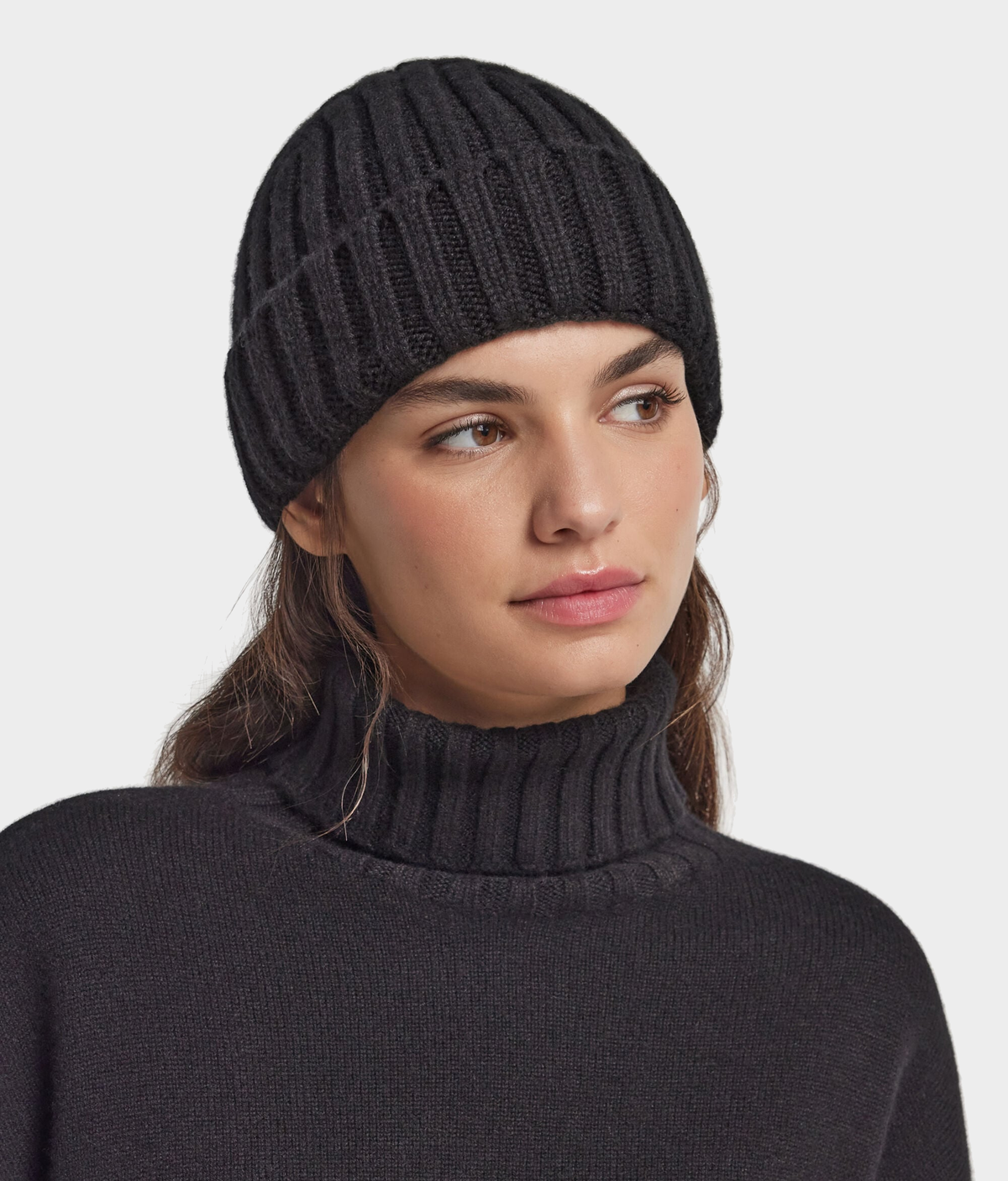 Cashmere Hat with Silk Lining in Black, primary view