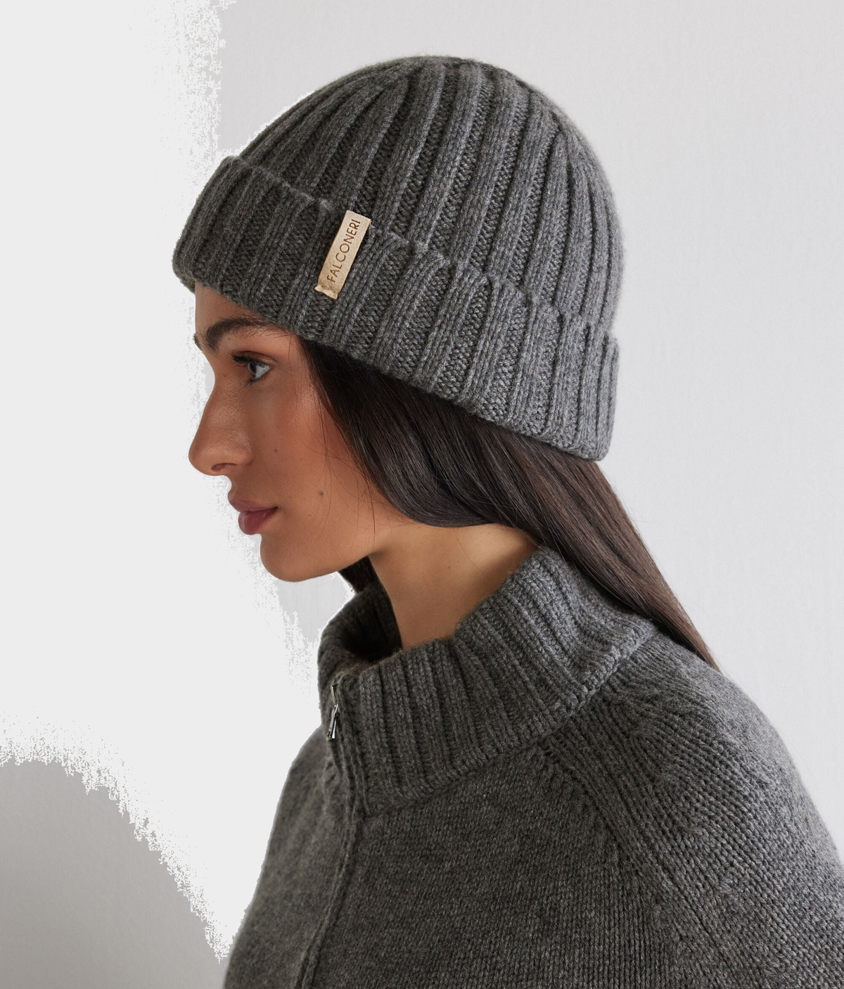 Cashmere Hat with Silk Lining in Dark Grey Melange, primary view