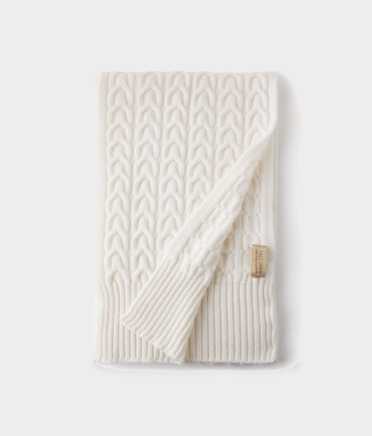 Ultrasoft Cashmere Cable-Knit Scarf in Bow, view 2