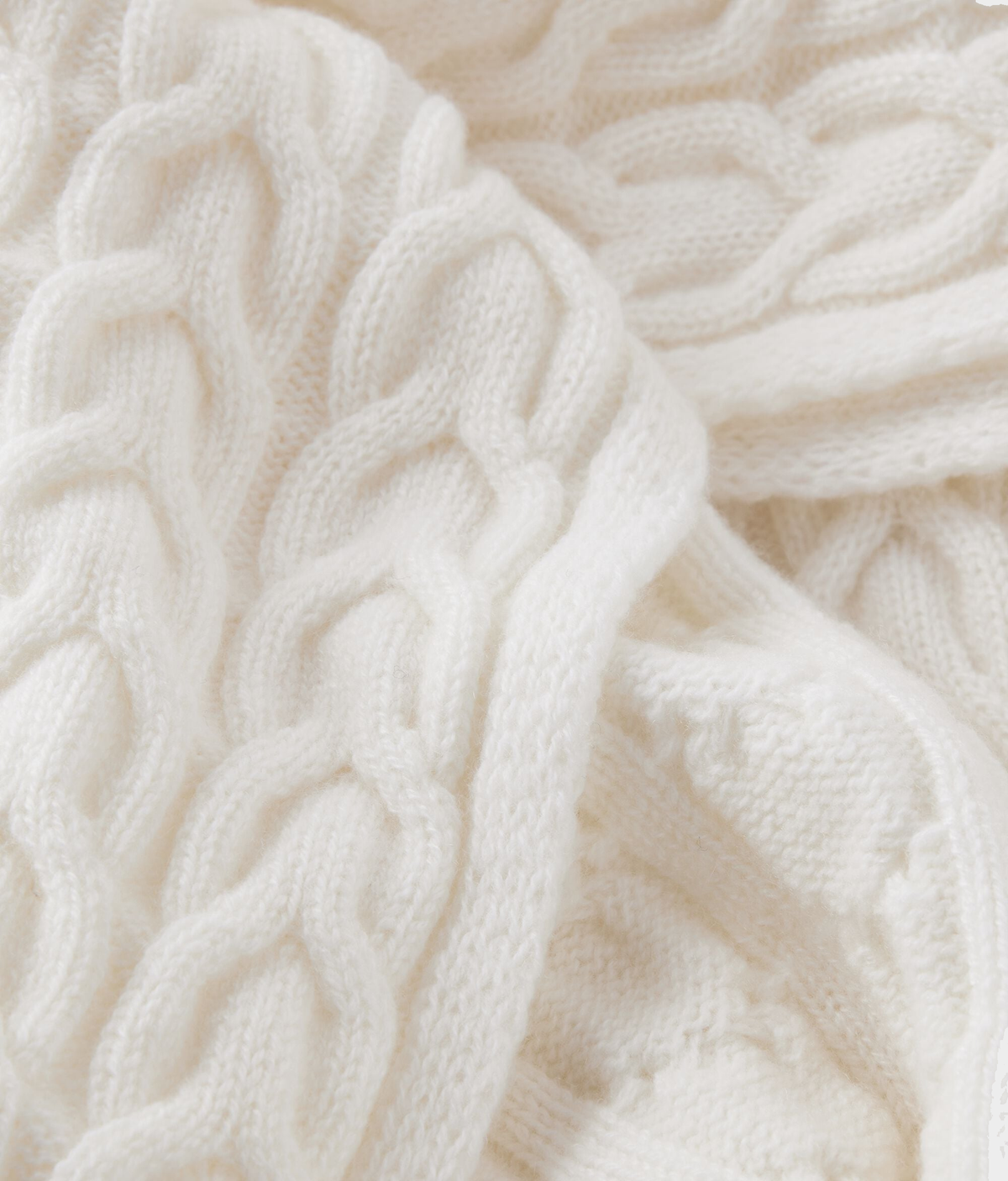 Ultrasoft Cashmere Cable-Knit Scarf in Bow, view 4