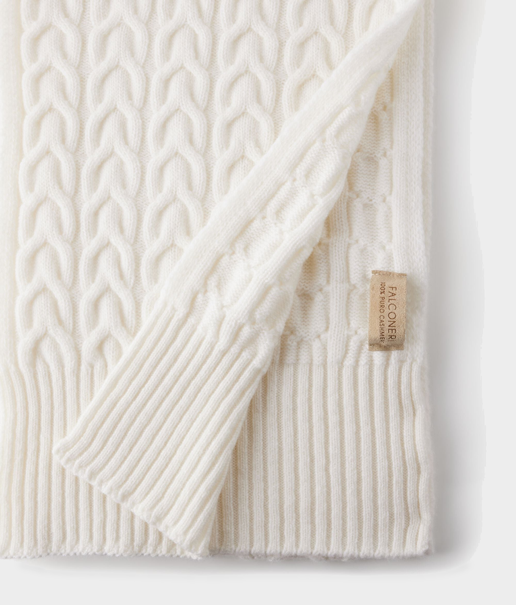 Ultrasoft Cashmere Cable-Knit Scarf in Bow, view 5