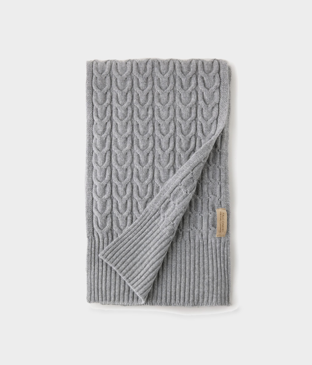 Ultrasoft Cashmere Cable-Knit Scarf in Gray Heather, view 2