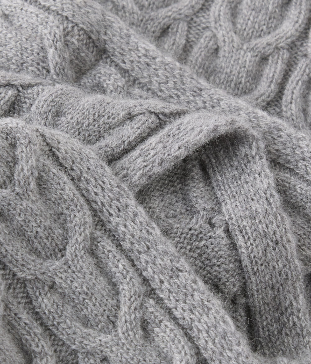 Ultrasoft Cashmere Cable-Knit Scarf in Gray Heather, view 4