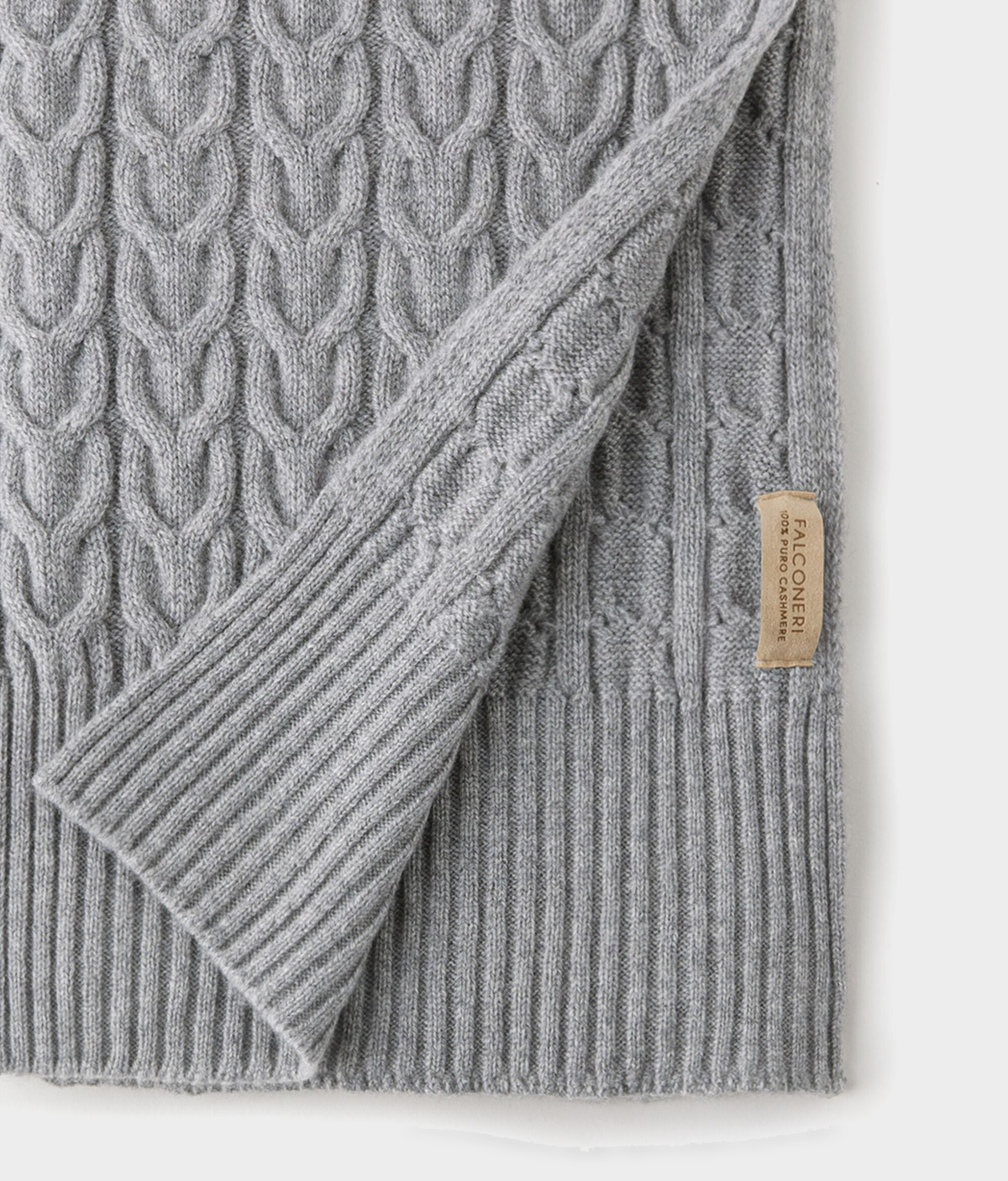 Ultrasoft Cashmere Cable-Knit Scarf in Gray Heather, view 5