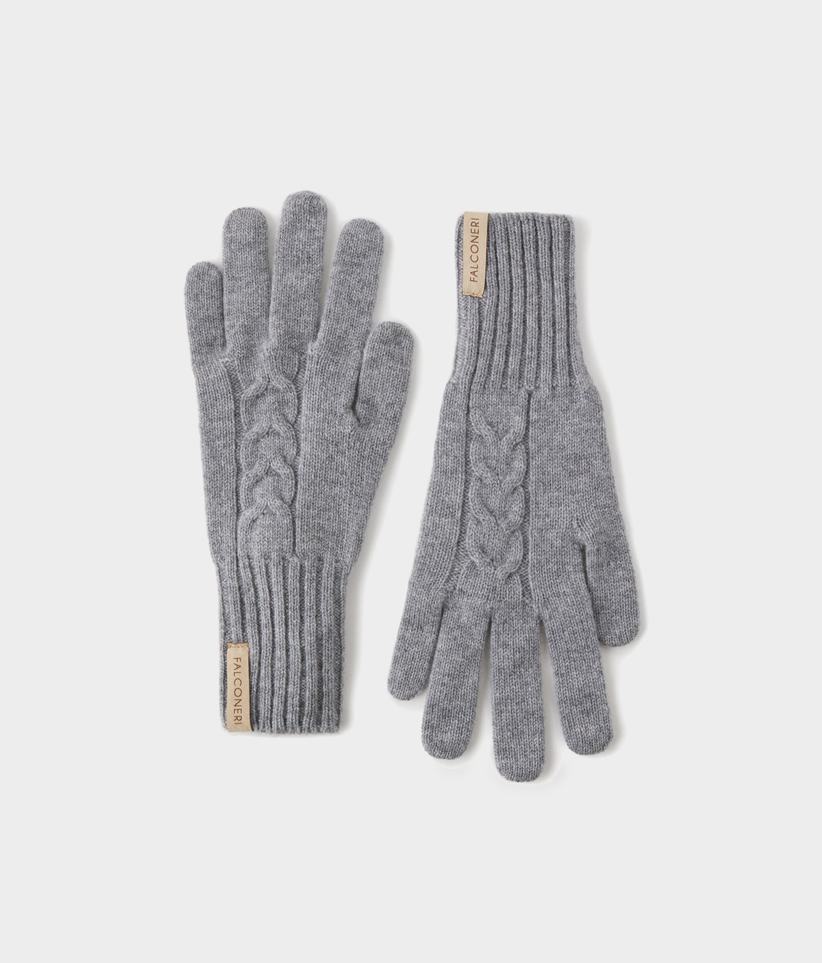 Ultrasoft Cashmere Cable-Knit Gloves in Gray Heather, view 2