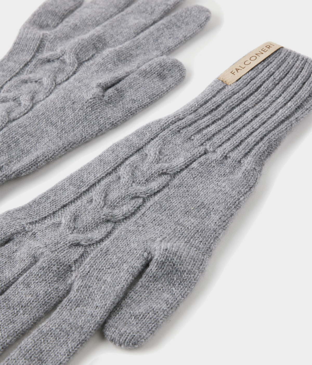 Ultrasoft Cashmere Cable-Knit Gloves in Gray Heather, view 4