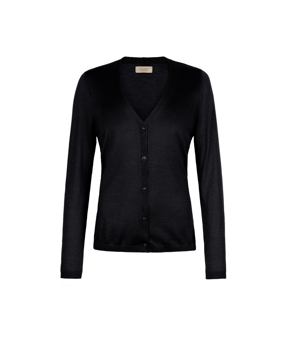 Fold Cashmere and Silk V-Neck Cardigan in Black, view 5