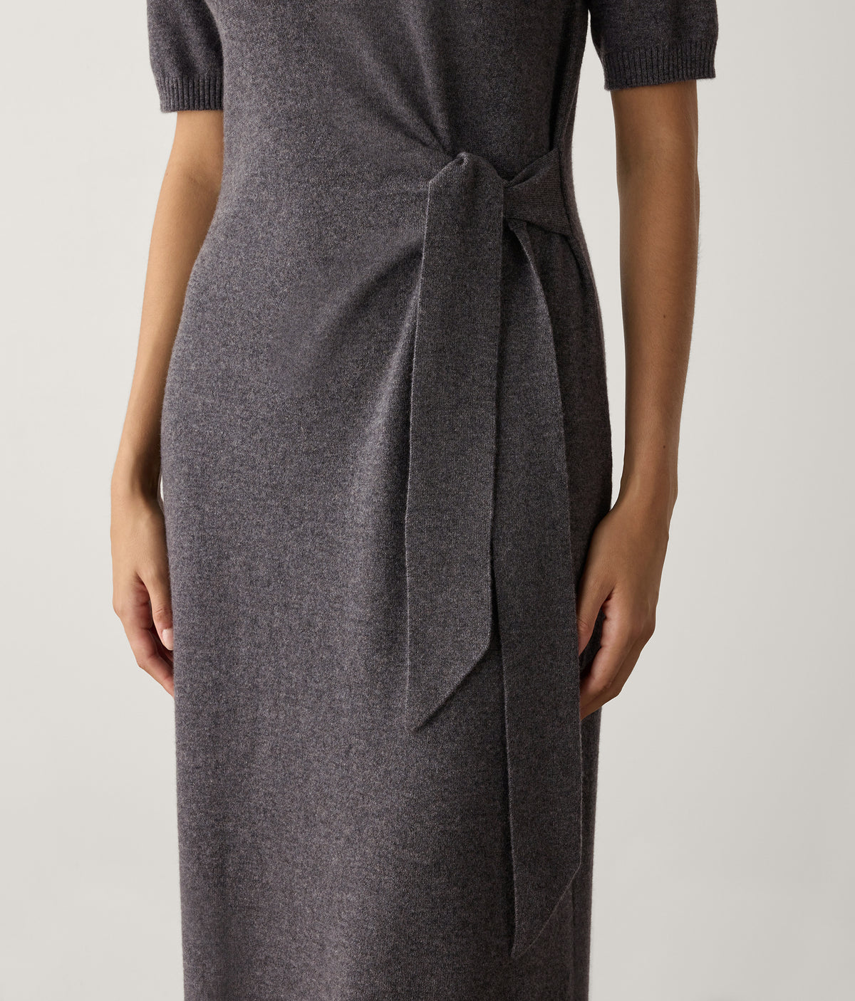 Line Cashmere Knot Dress in Dark Grey Melange, view 4