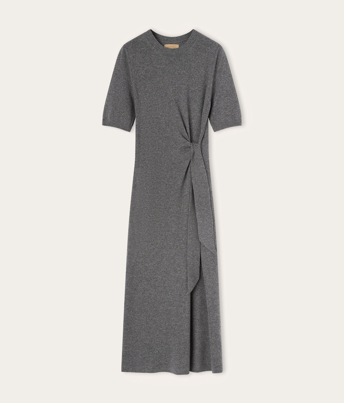 Line Cashmere Knot Dress in Dark Grey Melange, view 7