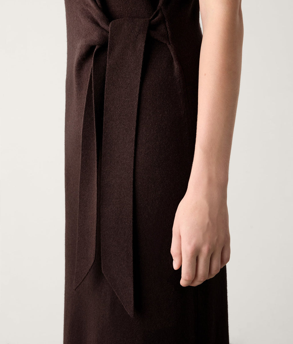 Line Cashmere Knot Dress in WOOD MELANGE, view 4