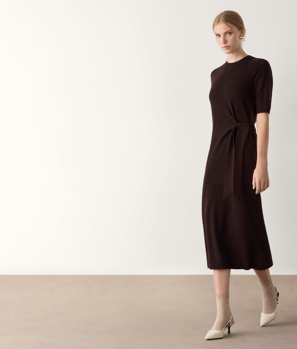 Line Cashmere Knot Dress in WOOD MELANGE, view 6