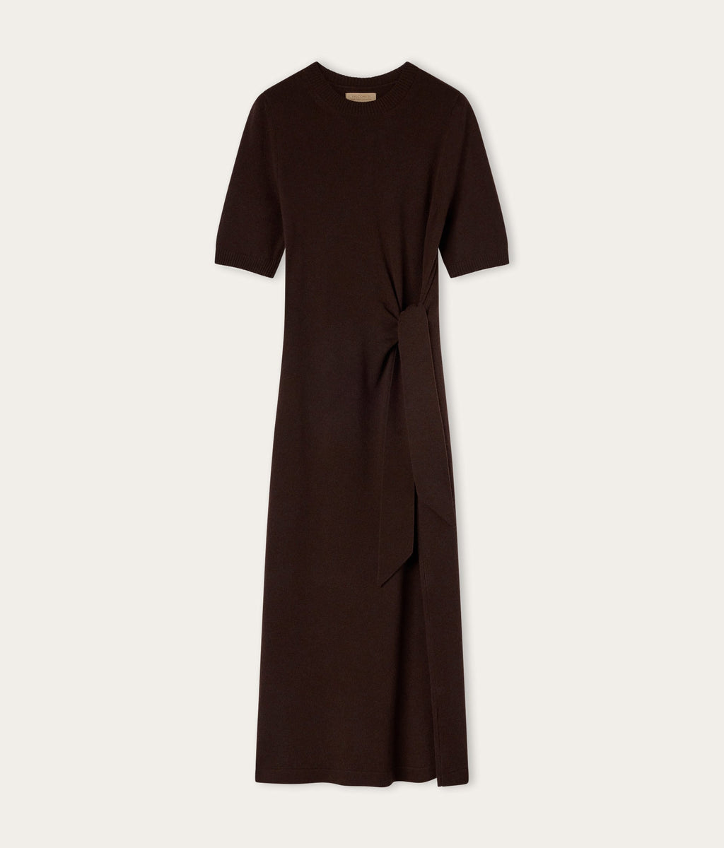 Line Cashmere Knot Dress in WOOD MELANGE, view 7