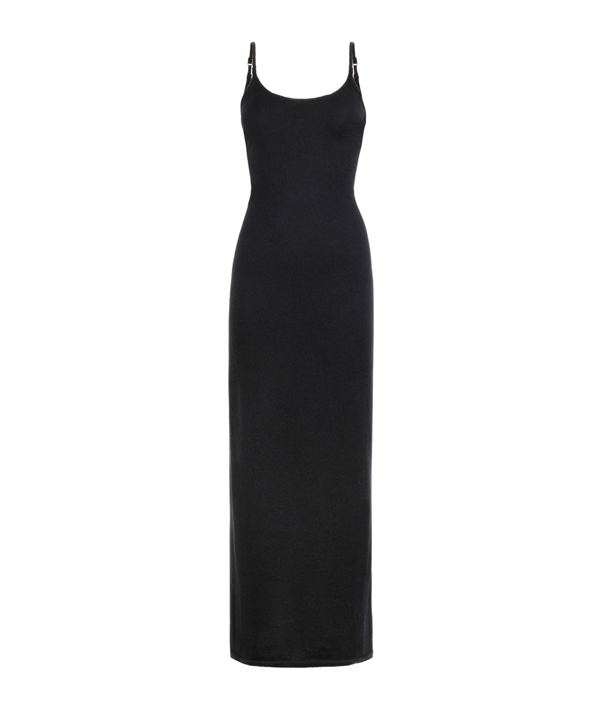 Fold Cashmere Open-Back Slip Dress in Black, view 5