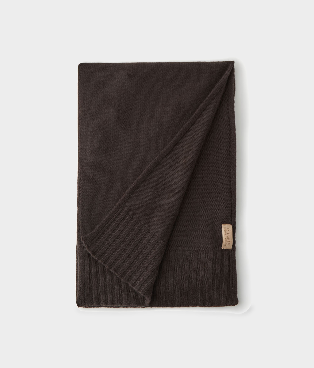 Cashmere Scarf in Dark Chocolate Melange, view 2