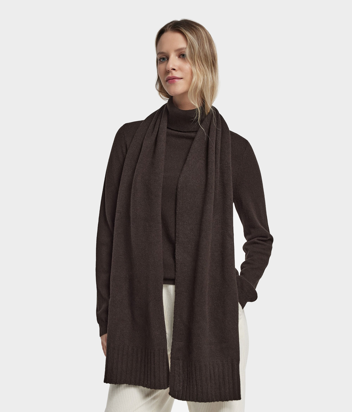 Cashmere Scarf in Dark Chocolate Melange, view 3