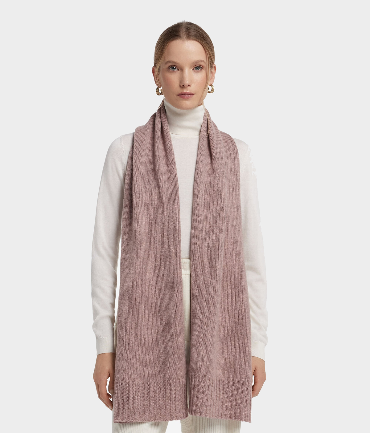 Cashmere Scarf in DUSTY ROSE MELANGE, view 3