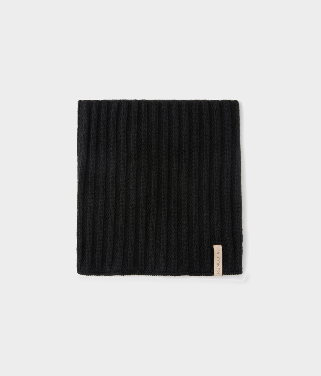 Ultrasoft Cashmere Ribbed Neck Warmer in Black, view 2