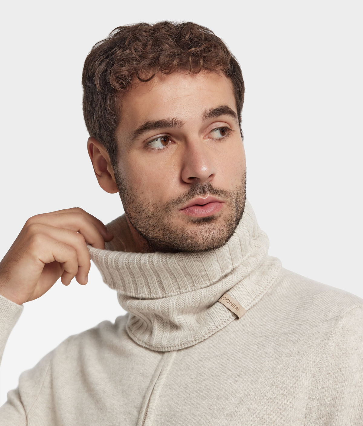Ultrasoft Cashmere Ribbed Neck Warmer in Stone, primary view