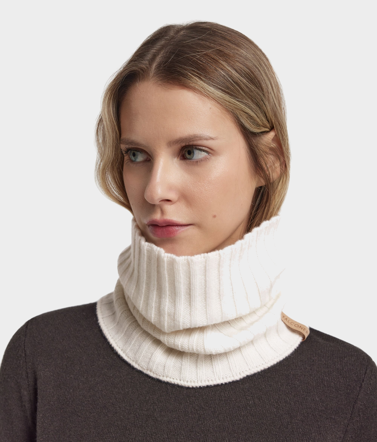 Ultrasoft Cashmere Ribbed Neck Warmer in Bow, view 3